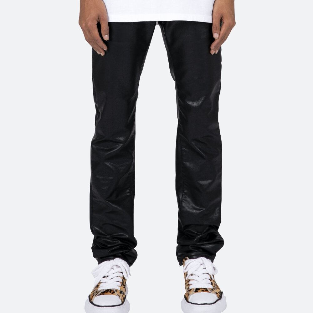 mnml D481 Leather Straight Pants - Black Size 32